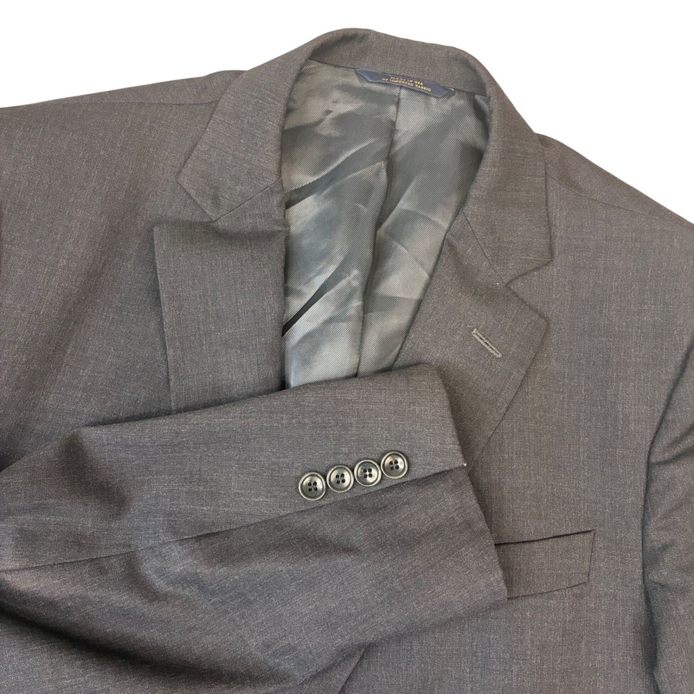 Brooks Brothers 1818 Fitzgerald Suit Jacket Men 44L Charcoal Grey Italian Wool